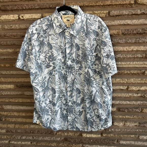 Western Aloha Men's Blue Floral Hawaiian USA Made Short Sleeve Shirt Size XL - Picture 6 of 7